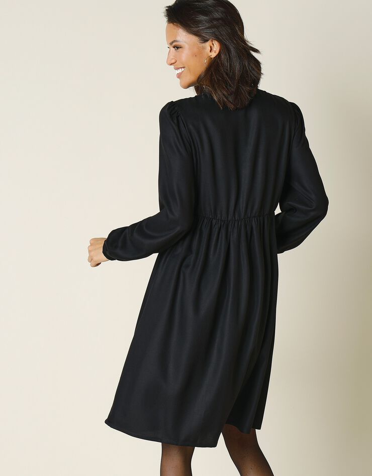 Robe courte twill et macramé (noir) Robe courte twill et macramé (noir)