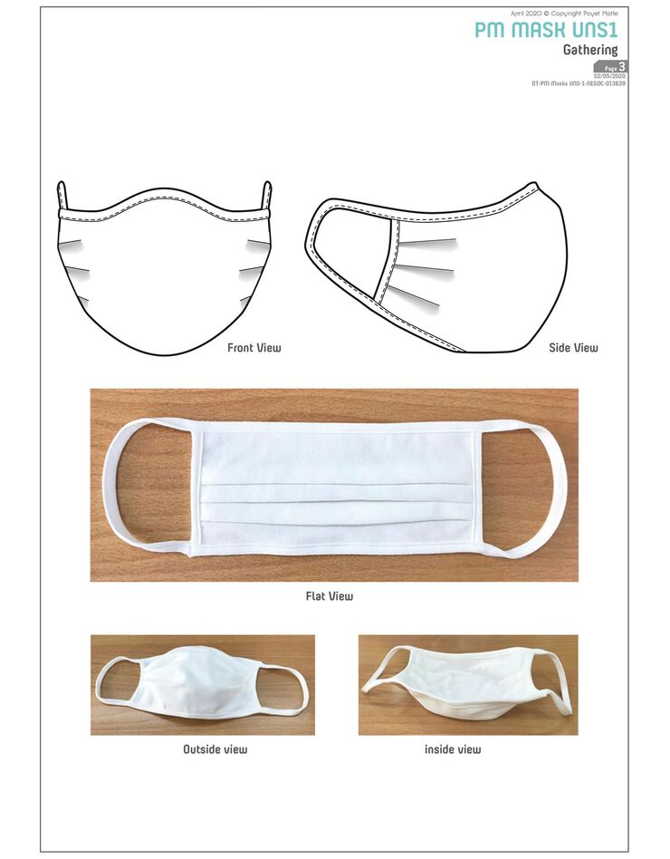 Masque barrière UNS1 en tissu conforme AFNOR SPEC S76-00 lavable 120 fois à 60° - lot de 2 (blanc)