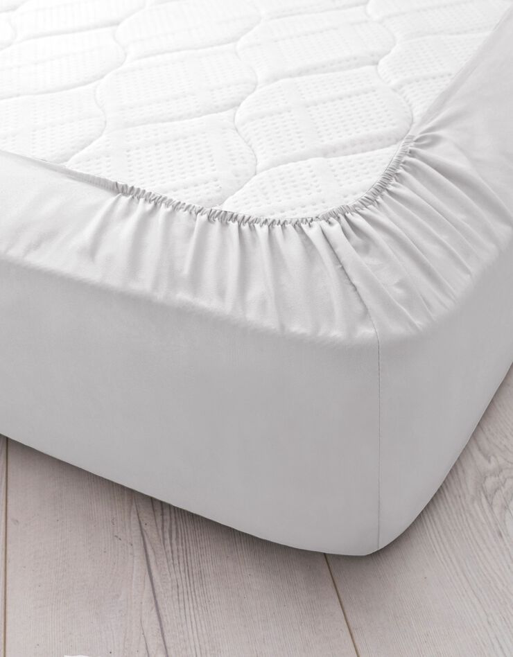 Drap-housse uni microfibre bonnet 28 cm (gris clair)