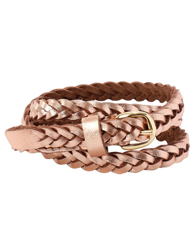 Ceinture tressée cuir (rose dore)