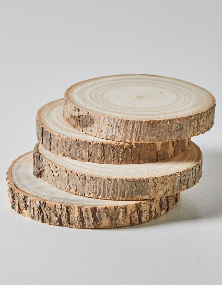 Sous-verres forme rondin de bois - lot de 4 (bois)