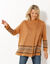 Gilet cape base jacquard, col montant (noisette)