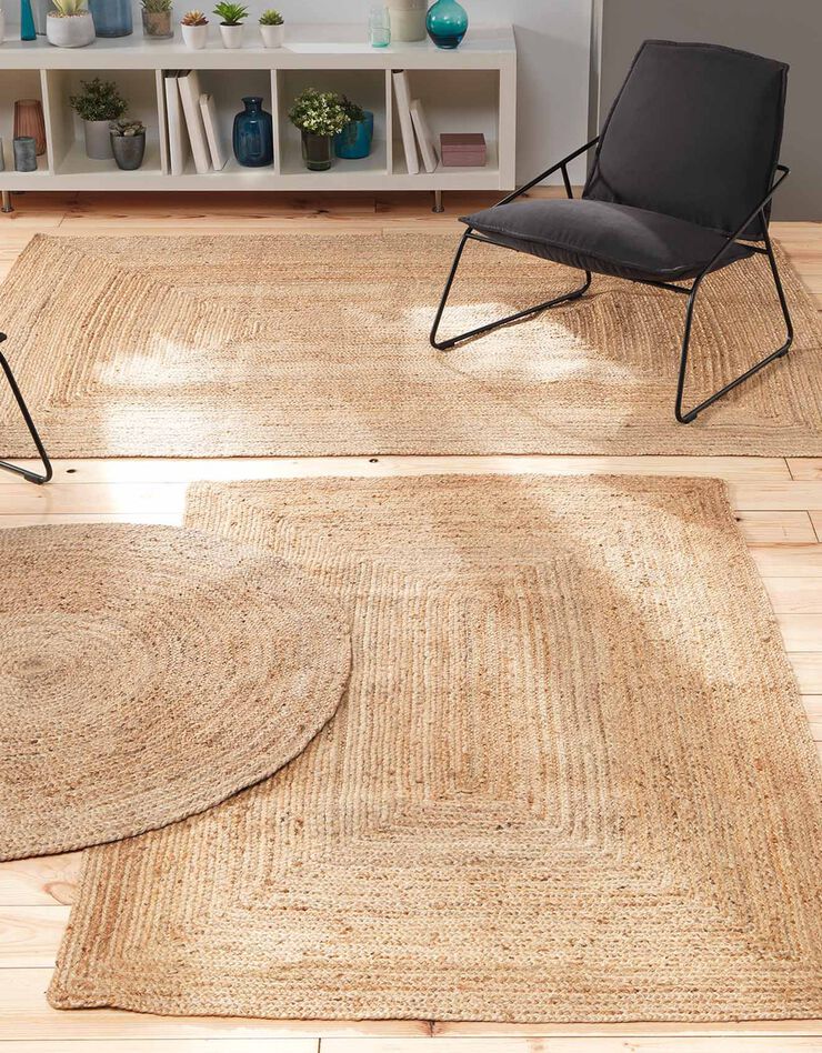 Tapis rectangulaire uni en jute (beige) Tapis rectangulaire uni en jute (beige)