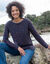 Pull maille bouclette, col bateau (marine)