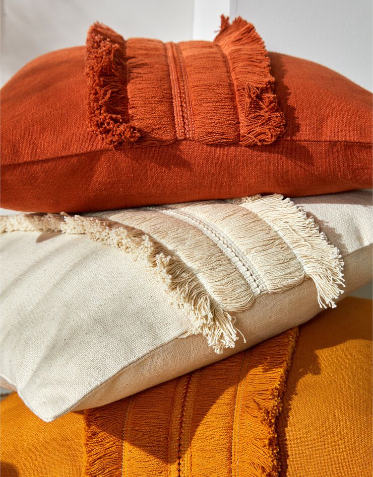 Coussin avec galon franges (terracotta)