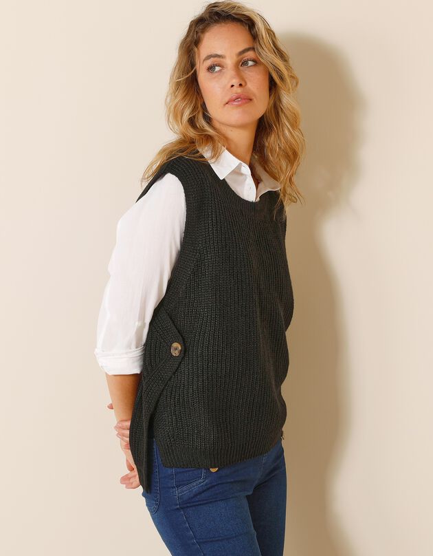 Pull sans manches maille toucher mohair (noir)