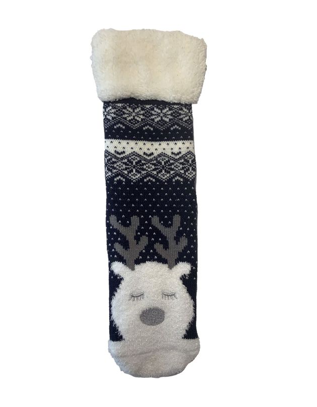 Chaussettes chaussons motifs jacquard entièrement fourrées (marine)
