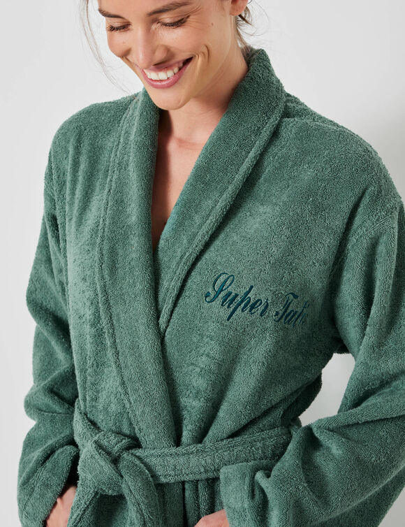 Peignoir mixte adulte col ch&acirc;le personnalis&eacute; - &eacute;ponge bouclette 380 g/m&sup2; (eucalyptus)