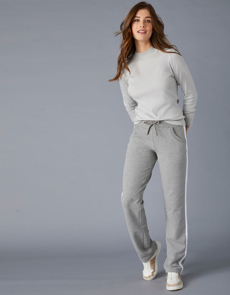 Pantalon jogging bicolore (gris chiné / blanc)