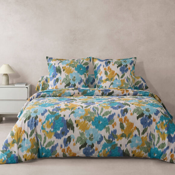 Linge de lit Andr&eacute;a - percale de coton imprim&eacute;e 80 fils/cm&sup2; (bleu)