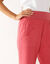 Pantalon coupe droite 7/8ème taille élastiquée, lin coton (framboise)