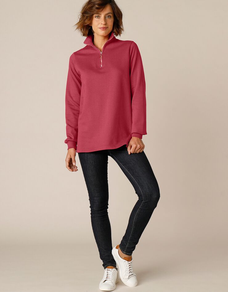 Sweat col montant zippé (cerise) Sweat col montant zippé (cerise)