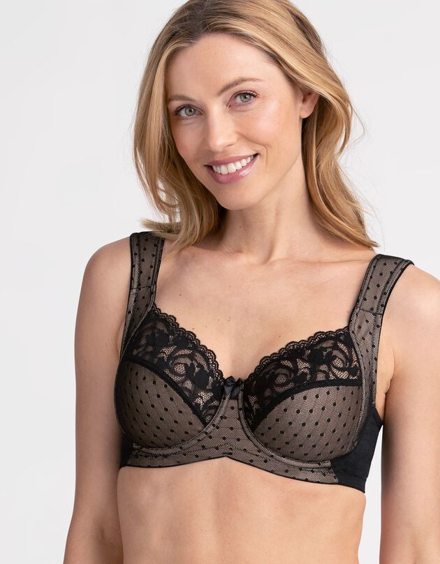 Soutien-gorge dentelle et plumetis - avec armatures  (noir)