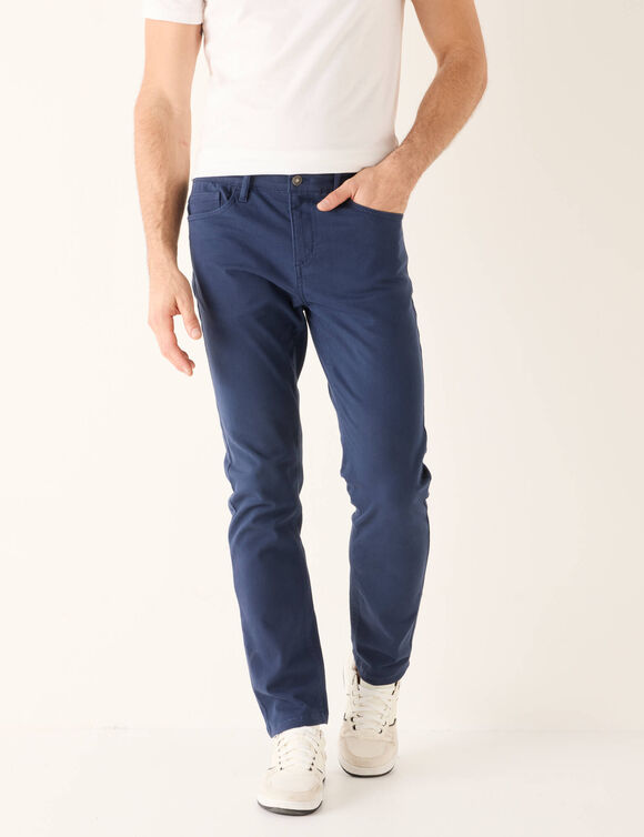 Pantalon 5 poches confort ceinture élastiquée gabardine - L30 (marine)
