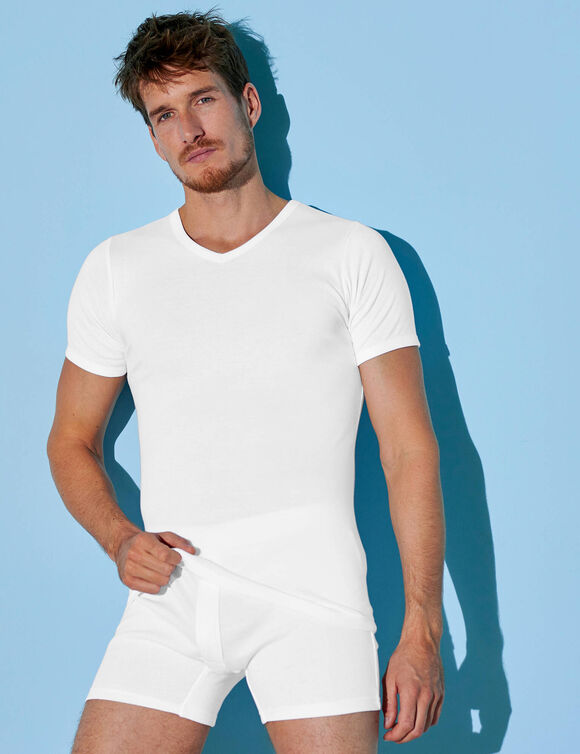 Tee-shirt sous-v&ecirc;tement homme col V - lot de 6 (blanc)