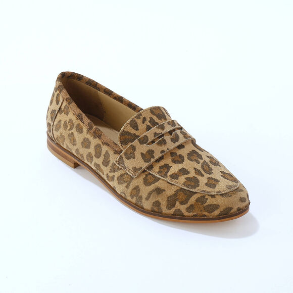 Mocassins cuir léopard (beige)