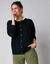 Cardigan boutons perles fantaisie, maille anglaise toucher doux (noir)