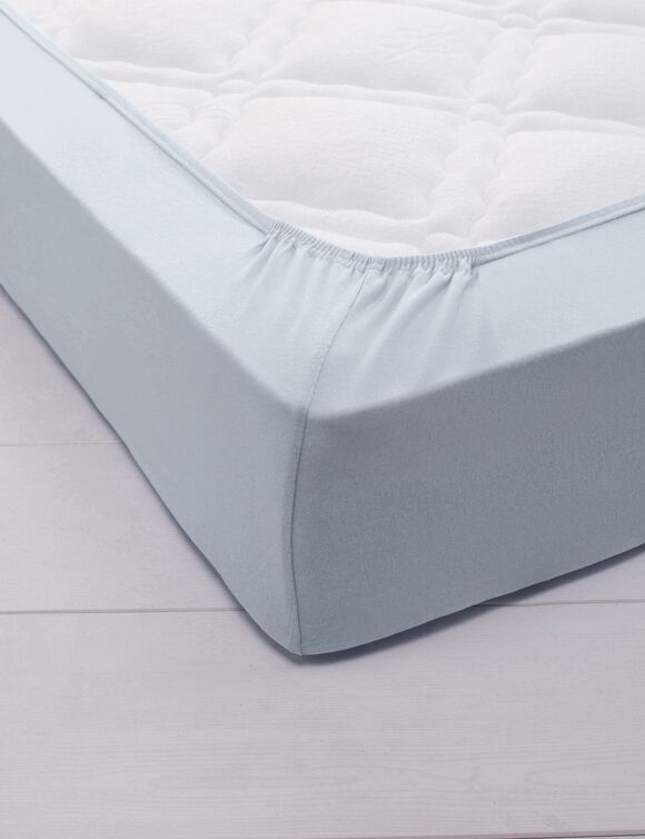 Drap-housse irrétrécissable uni coton (gris perle)