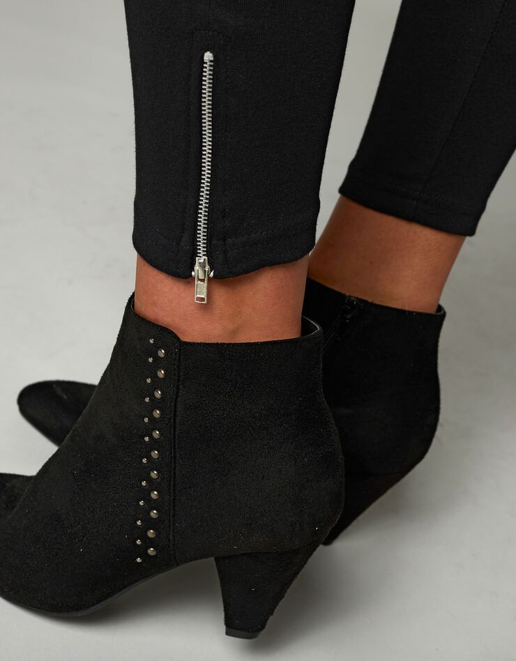 Legging bas de jambe zippé, taille élastiquée (noir 2)