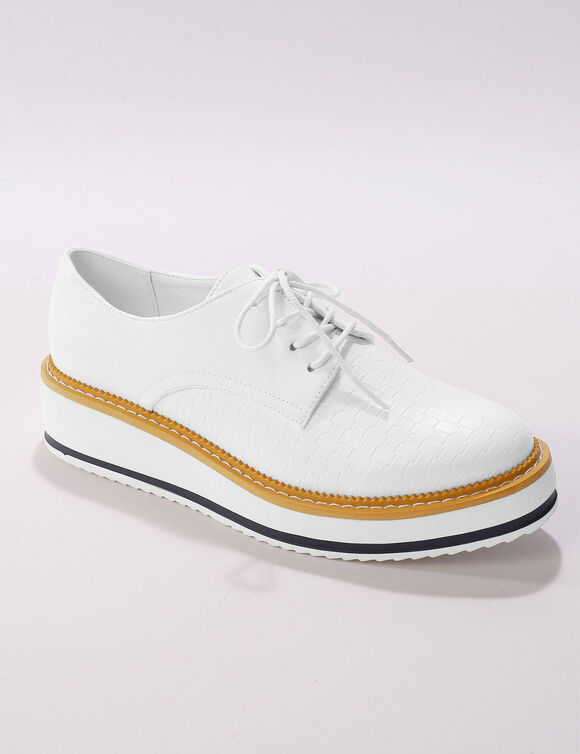 Derbies compensés effet tissé (blanc)