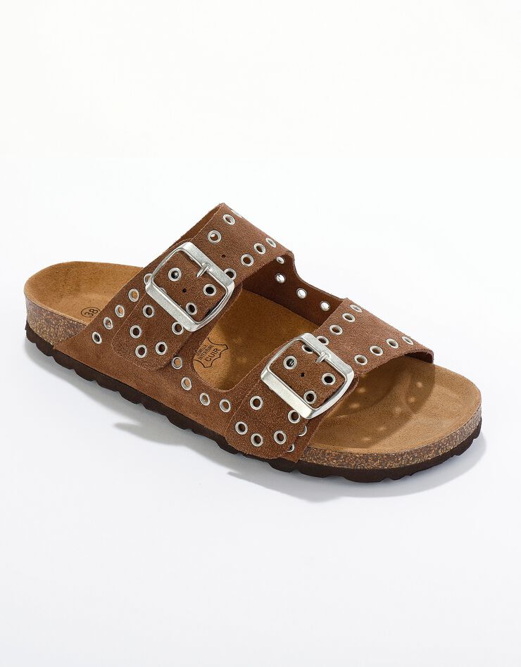 Mules double boucle cloutées (caramel) Mules double boucle cloutées (caramel)