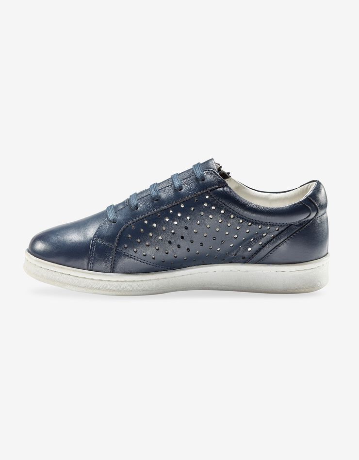 Tennis zippée en cuir perforé (marine) Tennis zippée en cuir perforé (marine)