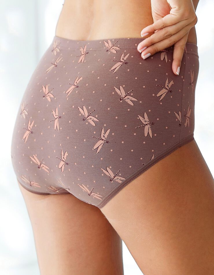 Culotte forme maxi coton motifs "libellules – Lot de 6 (taupe / rose) Culotte forme maxi coton motifs "libellules – Lot de 6 (taupe / rose)