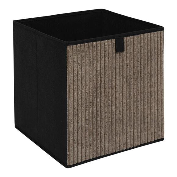 Cube de rangement pliable, velours côtelé (gris)