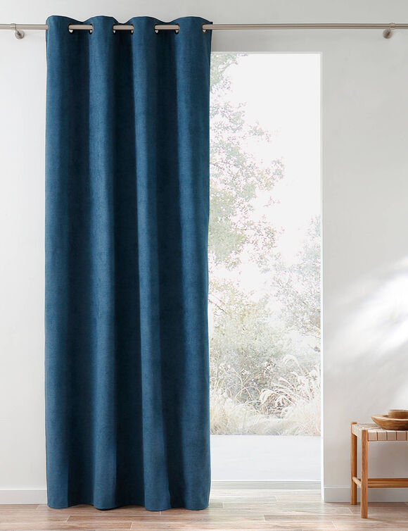 Rideau occultant et isolant finition oeillets (bleu paon)