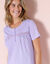 Chemise de nuit longue manches courtes unie (parme)
