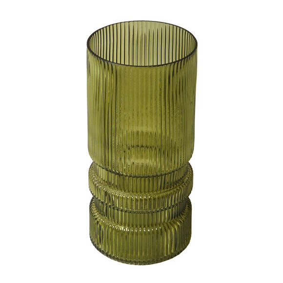 Vase strié en verre (vert)