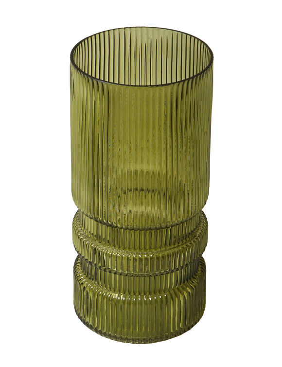 Vase strié en verre (vert)