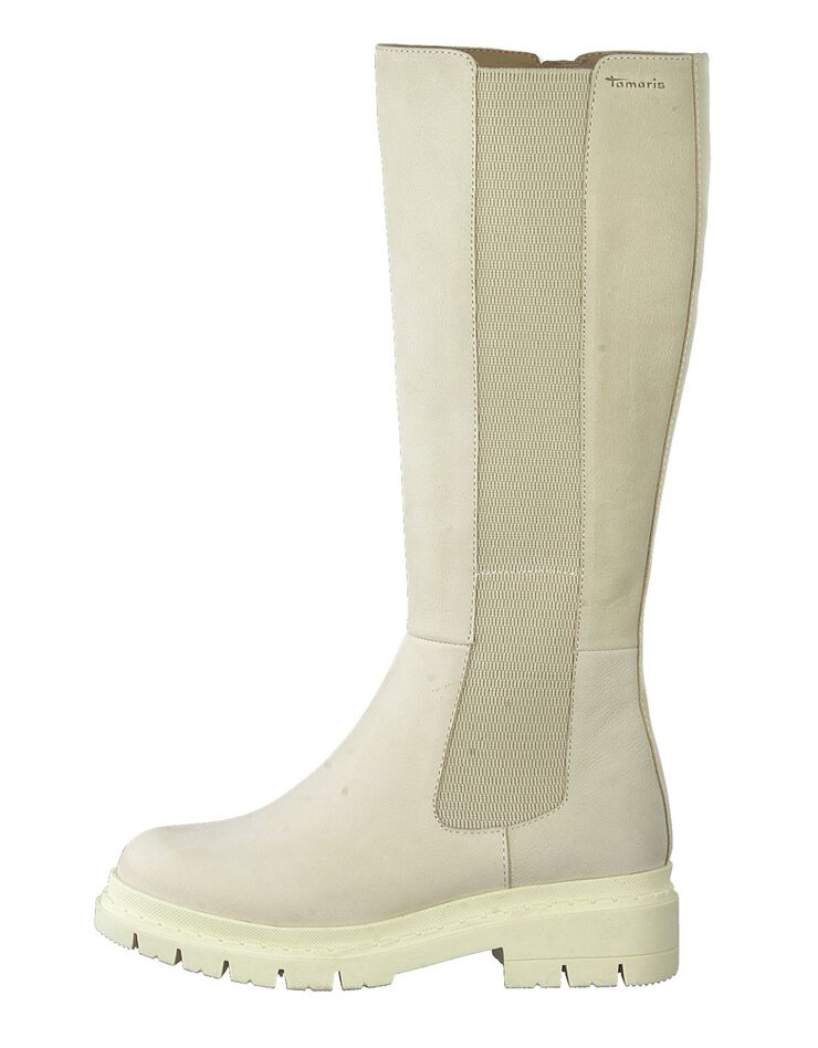 Bottes hautes cuir chunky - semelle crantée (ivoire) Bottes hautes cuir chunky - semelle crantée (ivoire)