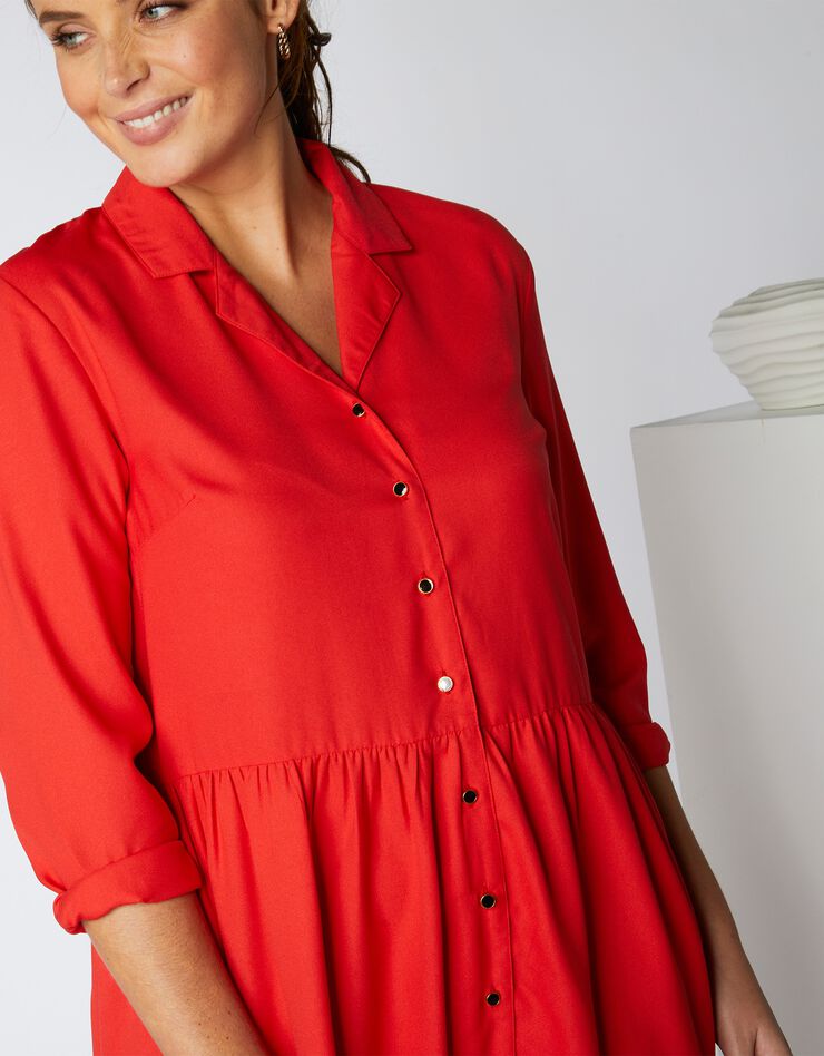 Robe chemisier unie, crêpe (capucine) Robe chemisier unie, crêpe (capucine)