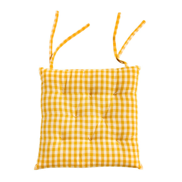 Galette de chaise carrée petits carreaux - lot de 2 (jaune)