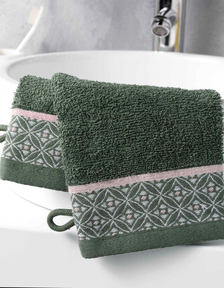 Éponge coton liteau imprimé mosaïque - 450g/m² (kaki) Éponge coton liteau imprimé mosaïque - 450g/m² (kaki)