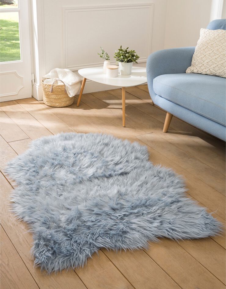 Tapis poils forme peau de bête (bleu glacier) Tapis poils forme peau de bête (bleu glacier)