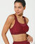 Soutien-gorge sport maille stretch et tulle résille forme brassière - sans armatures (aubergine)