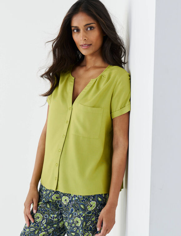 Chemisier uni manches courtes (vert mousse)