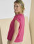 T-shirt uni détail boutonné maille jersey (rose)