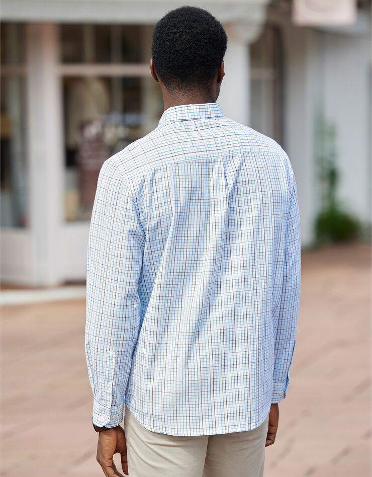 Chemise popeline carreaux manches longues (blanc) Chemise popeline carreaux manches longues (blanc)