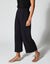 Pantalon large 7/8ème, taille élastiquée, maille unie (noir)