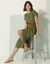 Robe longue boutonnée unie, fluide (kaki)