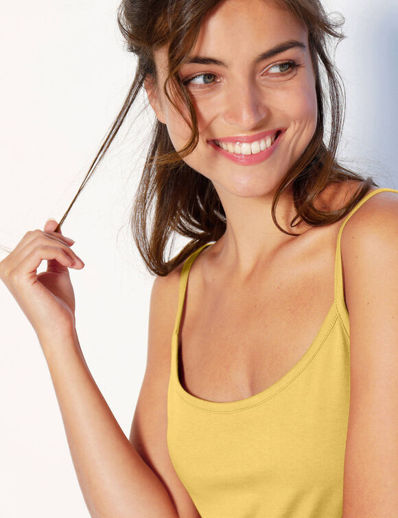 D&eacute;bardeur fines bretelles uni coton biologique(**) (jaune)