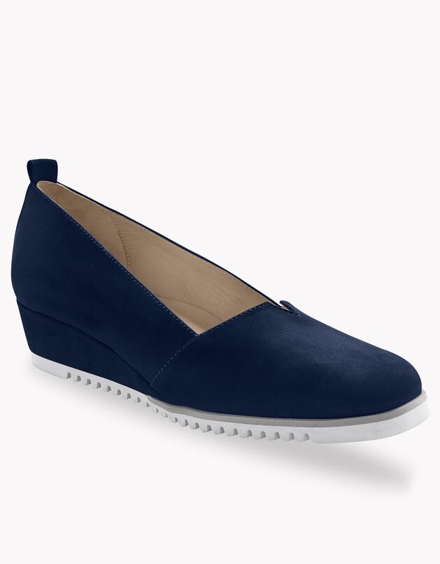 Ballerines compensées en cuir - marine (marine)