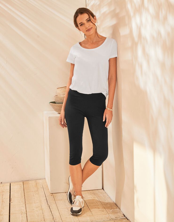 Legging corsaire uni maille stretch (noir) Legging corsaire uni maille stretch (noir)