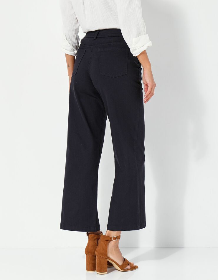 Pantalon large raccourci uni (noir) Pantalon large raccourci uni (noir)