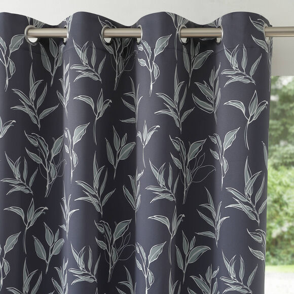 Rideau occultant imprimé petites feuilles (gris anthracite)
