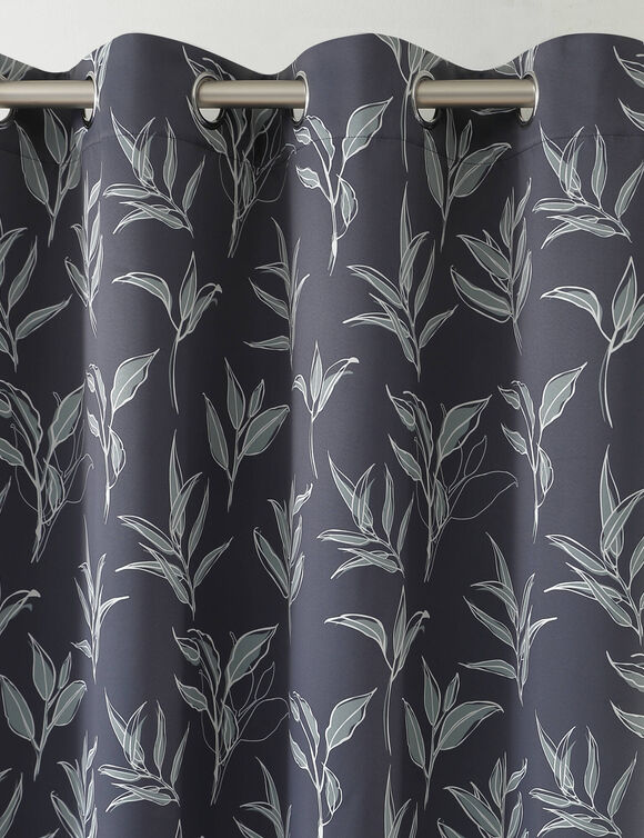 Rideau occultant imprimé petites feuilles (gris anthracite)