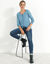 Cardigan boutonné col rond uni (bleu grisé)
